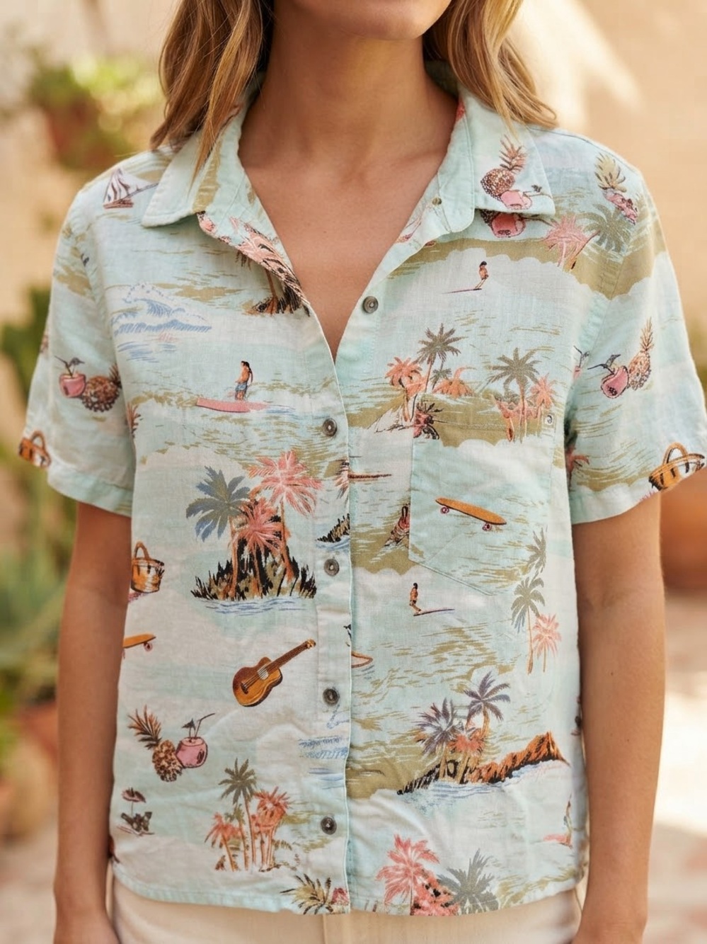 Billabong button Hawaii aloha short sleeve medium